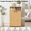 Armoire à poubelle coulissante 13 gallons - Design cannelé avec tablette de rangement ouverte-134392375-137439796