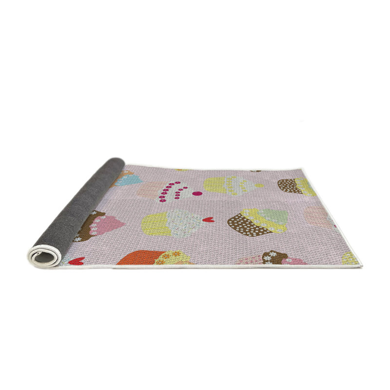 Tapis jaune/rose à motifs, Carré 3 pi
