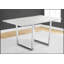 Élégante table de salle à manger rectangulaire en stratifié gris avec base chromée pour les cuisines et les salles à manger modernes-606072544