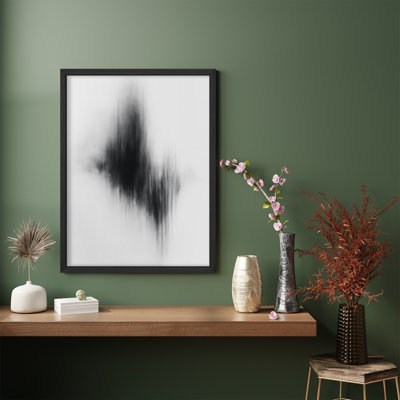 Reproduction d'art encadrée dégradé monochrome - noir et blanc, motif flou abstrait avec texture verticale