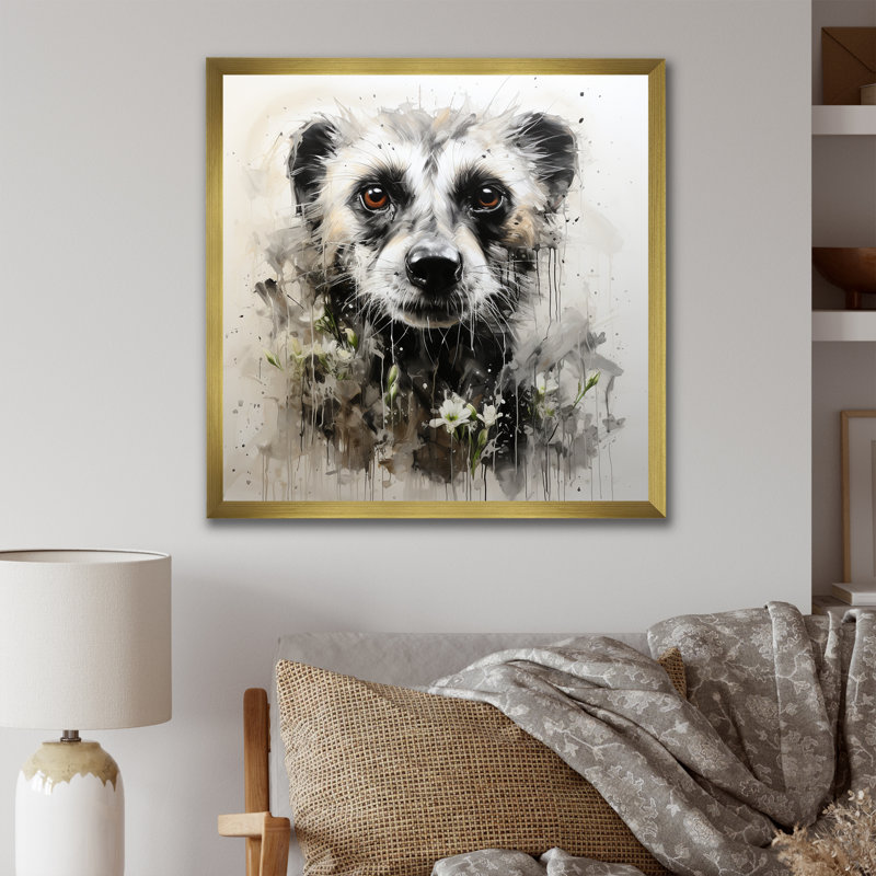 «Grey Meadow», art mural Meercat II rétro, Cadre doré simple, H 36 po x l 36 po x P 1,5 po