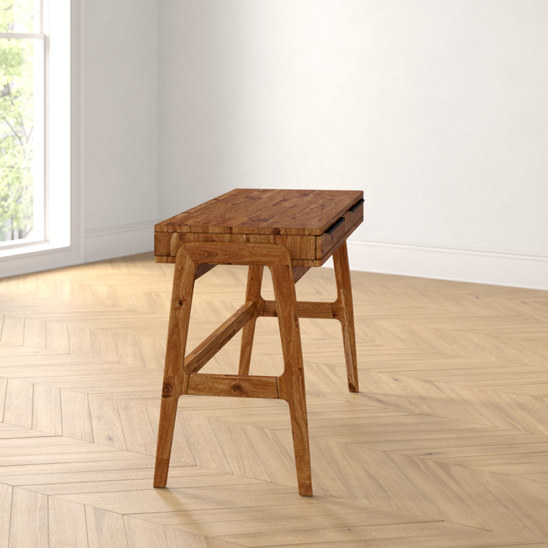Sacario 49" Solid Acacia Wood Writing Desk with Drawers