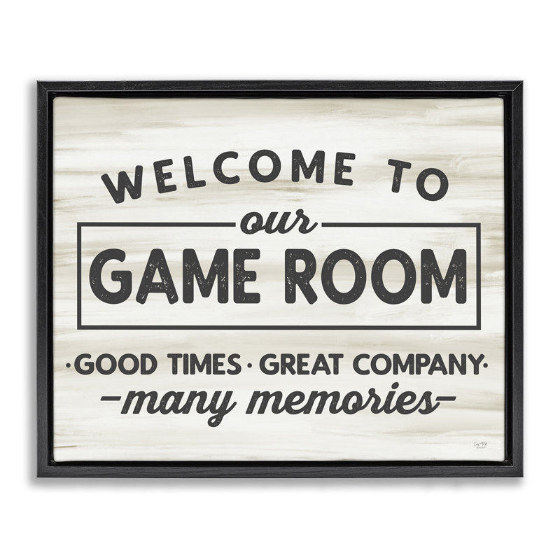 «Welcome To Game Room», art mural en toile encadrée par Lux + Me Designs, H 25 po x l 31 po, Cadre flottant noir de jais