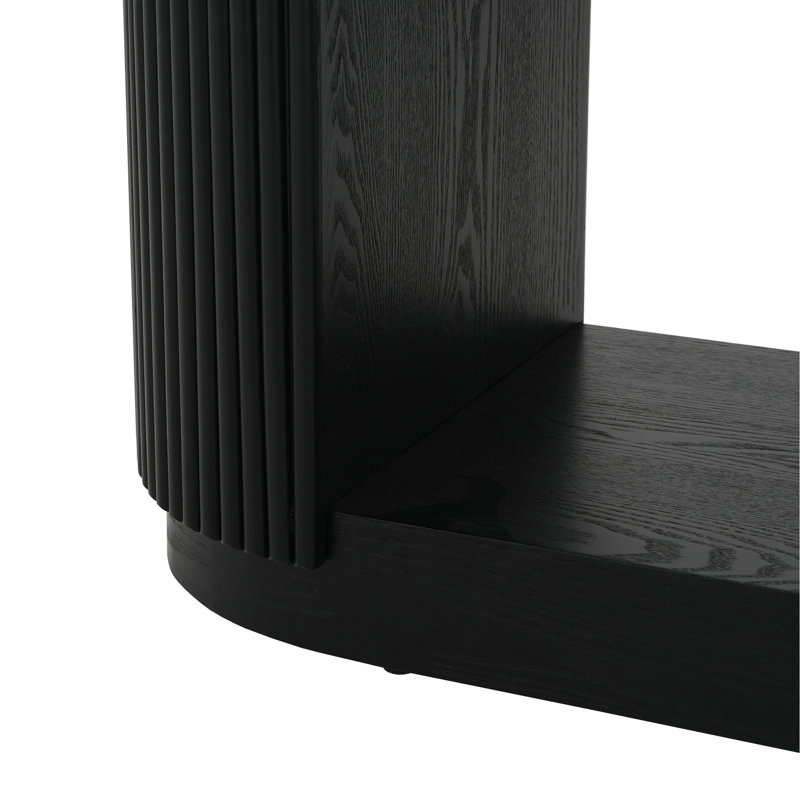 Console Modern Modern - Table de canapé mince avec tablette ouverte et grain de bois élégant, Noir