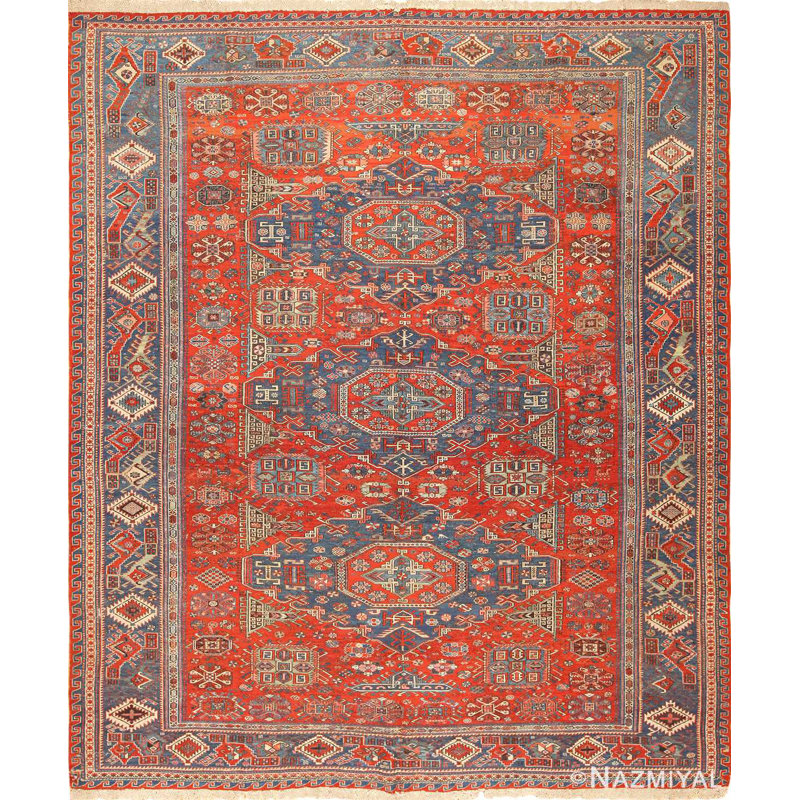 Tapis soumak rustique à motif géométrique antique