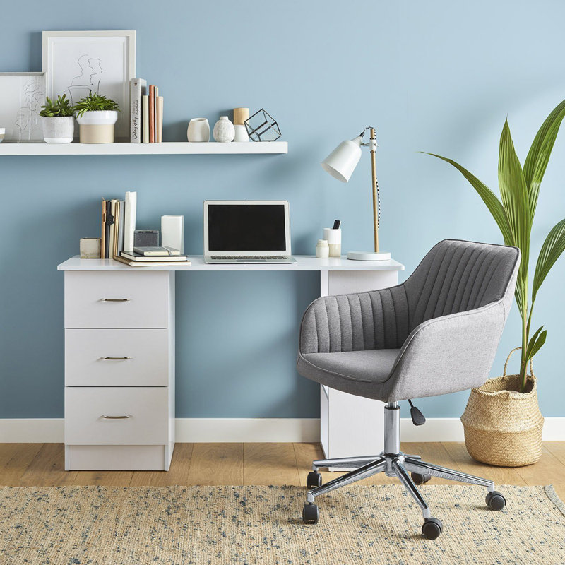 Dota Linen Office Chair, Grey with Chrome Legs
