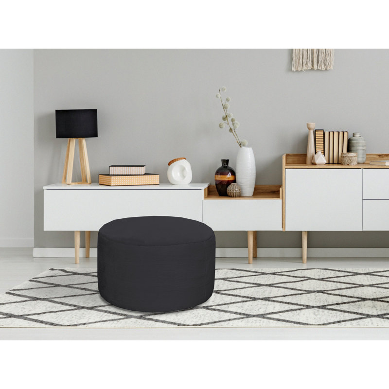 72cm Wide Circle Pouffe Ottoman, Black