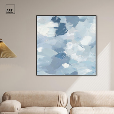 Art Remedy, toile abstraite bleue délavée où les nuages se rassemblent III