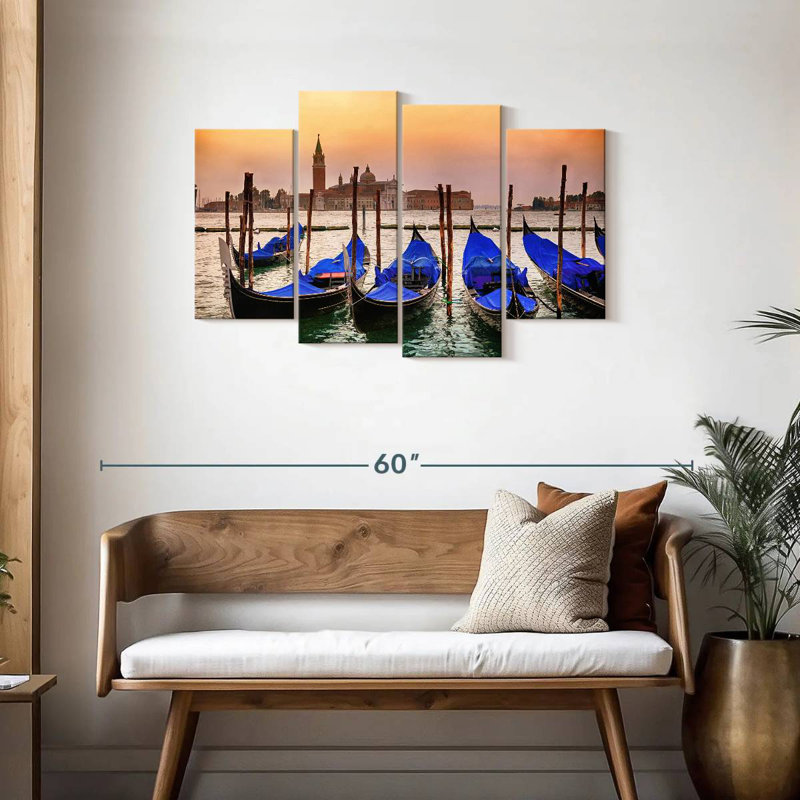 Mehar Venice Gondolas Sunset, 27" H x 43" W