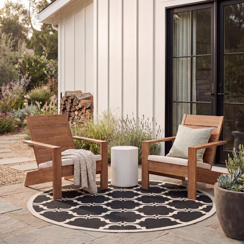 Herefordshire Performance Geometric Indoor/Outdoor Area Rug, Round 5'3"