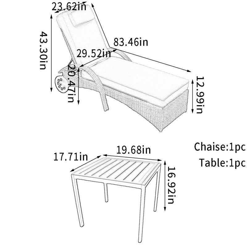 Chaise longue d'extérieur réglable en osier PE