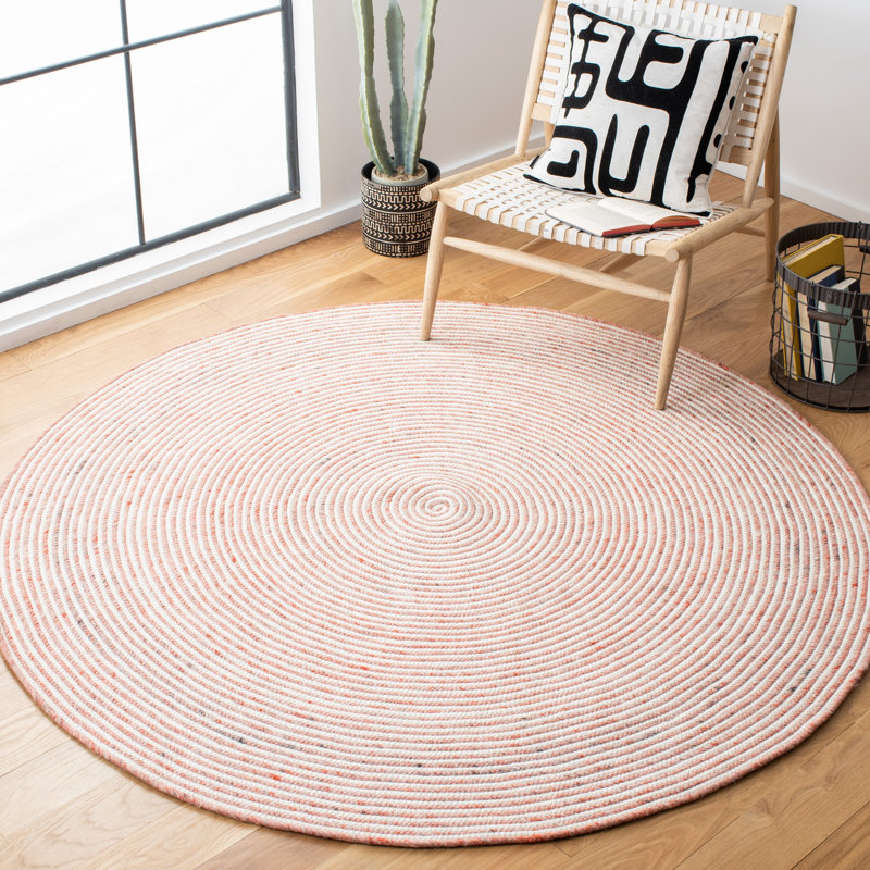 Mcbride Hand Woven Wool/Cotton Rug in Ivory/Red, Round 3'