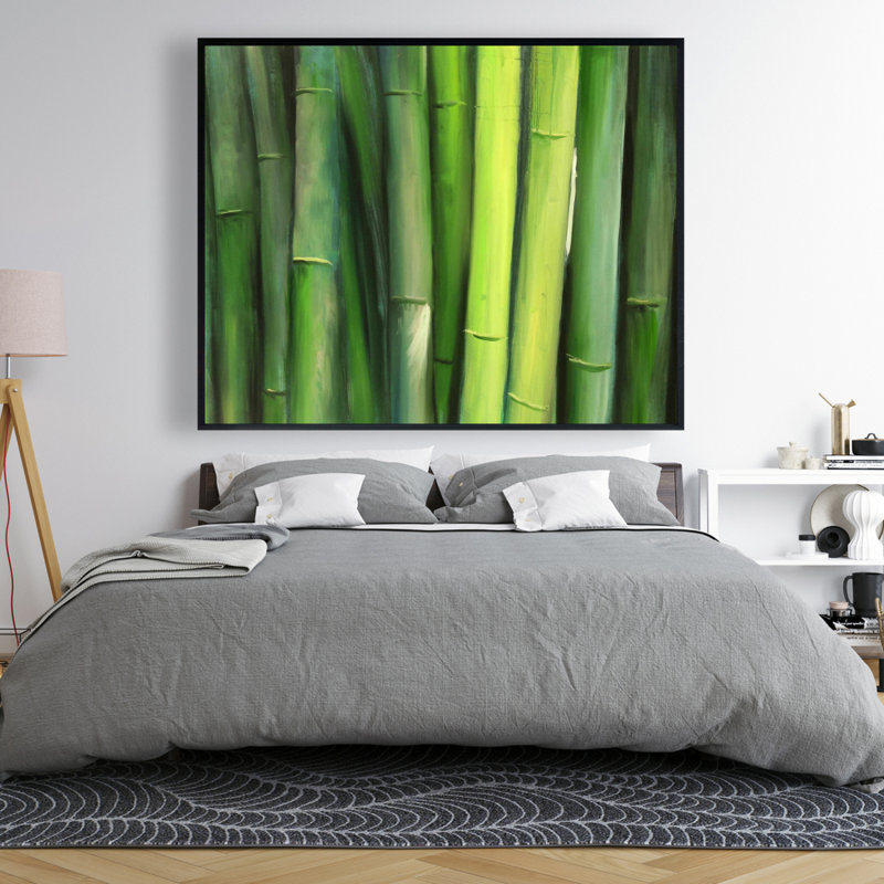 Green Bamboo Print On Canvas