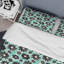 Fleurs de marguerite noire sur turquoise - Ensemble de housse de couette rétro - Microfibre de polyester-766849297-767689327