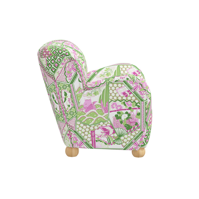 Portland Red from Scalamandre Crafted by Cloth & Company Armchair, Scm Koi Fish Pink Multi Linen