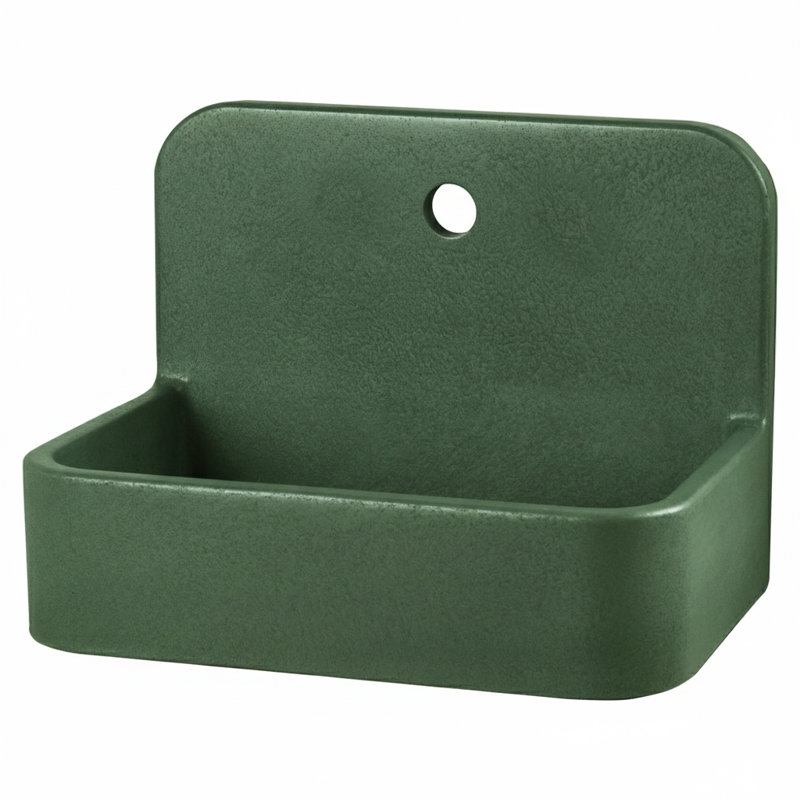 Newterra Handmade Concrete Wall/Vessel 22" Bathroom Sink, Forest, Single