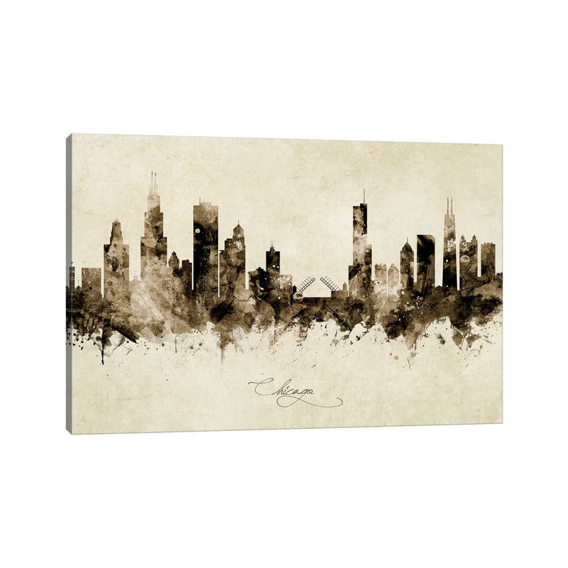 «Chicago Illinois Skyline» par Michael Tompsett, impression sur toile tendue, H 12 po x l 18 po x 1,5 po