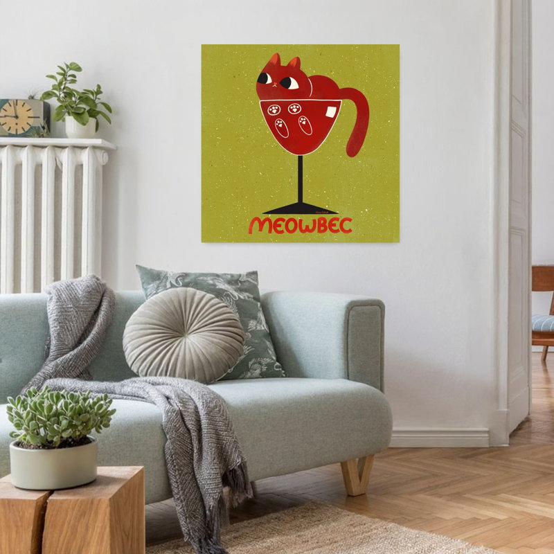 Art contemporain rétro, art de chat, H 32 po x l 32 po