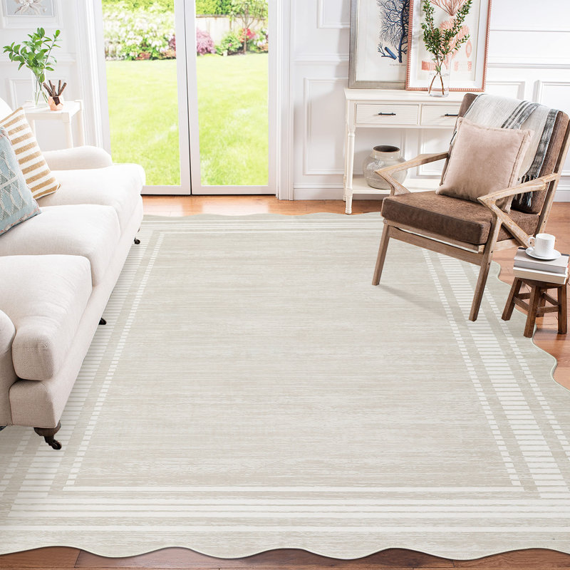 Tapis rectangulaire lavable à la machine 5 x 7 pi, Blanc, Rectangle 5 pi x 7 pi