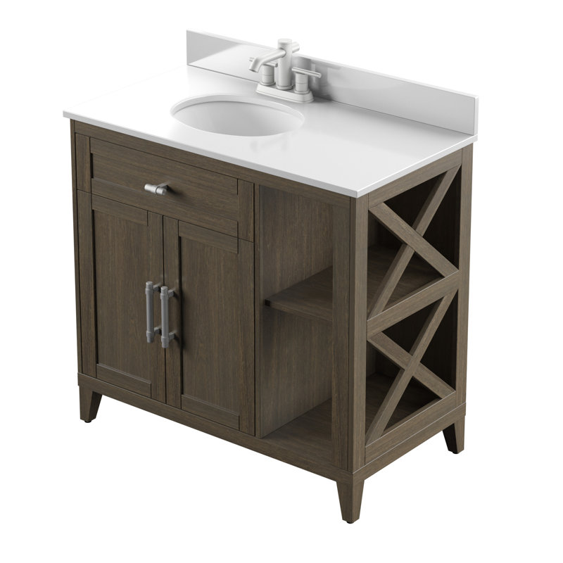 Ensemble de meuble-lavabo simple 37 po Albans, Brun foncé