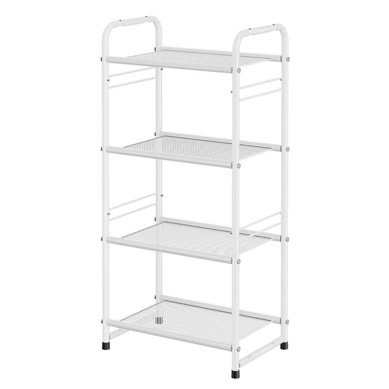 4 Tiers Shelving Unit, Heavy Duty Metal Storage Shelves Rack, White