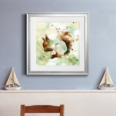 Écureuil au printemps - Tableau encadré sous verre acrylique, grand format, idéal pour le salon