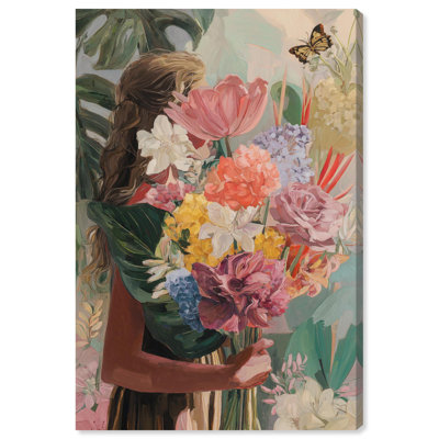 Woman Basked in Flowers II Canvas Print Floral Glam Wall Art by Art Remedy, Gallery Wrapped, 10 x 15