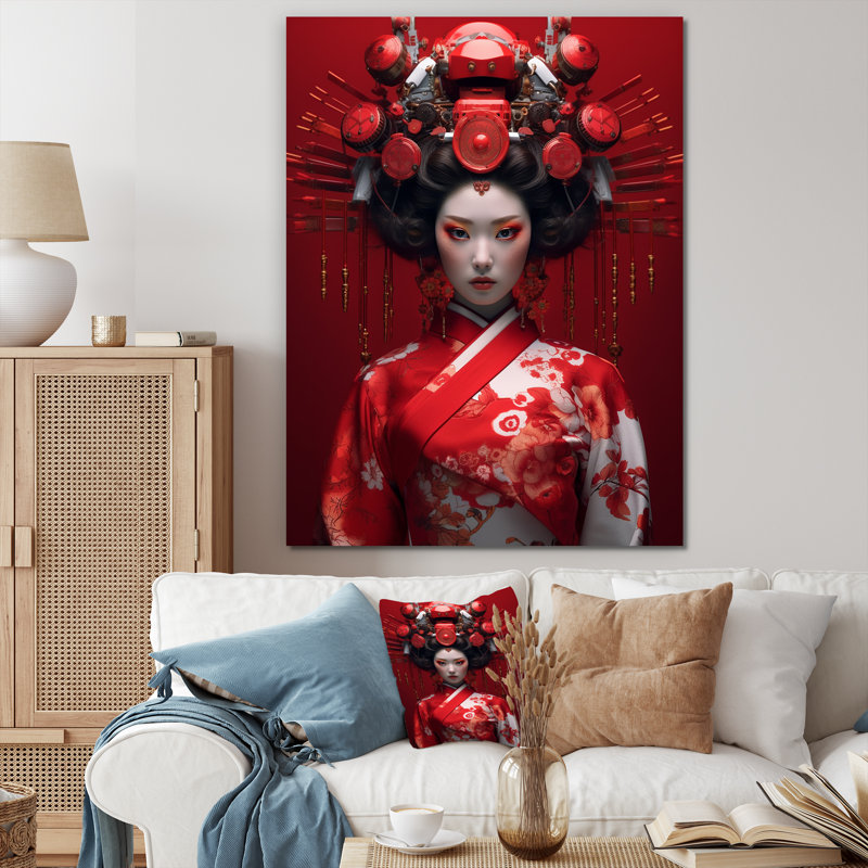 Geisha japonaise futuriste I - impression, Toile tendue, H 40 po x l 30 po x P 1,5 po