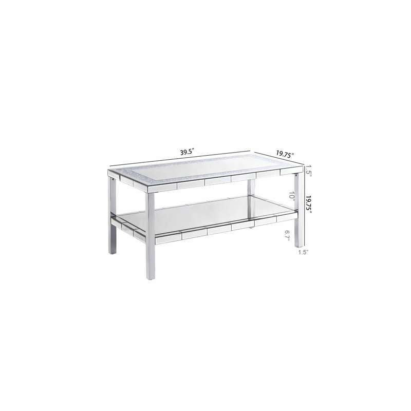 Kai Lee 39.5" W x 19.7" D x 19.7" H 2-Tier Mirrored Glass Coffee Table