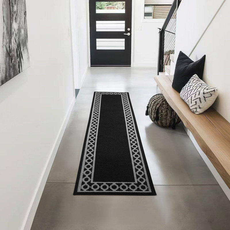 Tapis de couloir gris clair / blanc Trellis, Tapis de couloir 2 pi 6 po x 12 pi