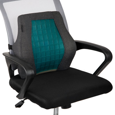 Mind Reader Lumbar Support Cushion for Office Chair and Car Seat, Memory Foam and Cooling Gel Core, Back Pain Relief, Improves Posture, 15.5"L x 3.75"