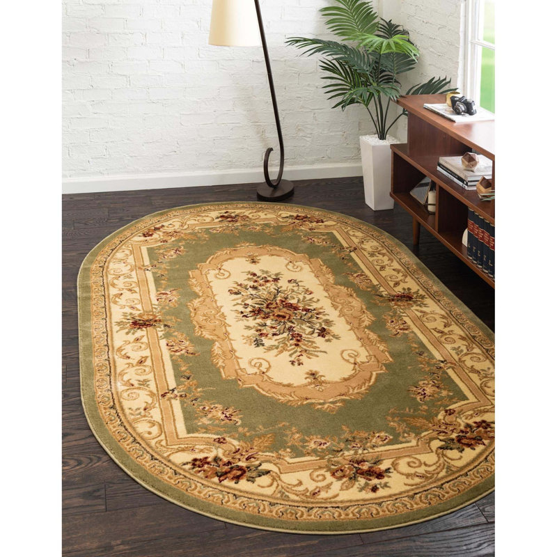 Floral Area Rug, Oval 152 x 244cm