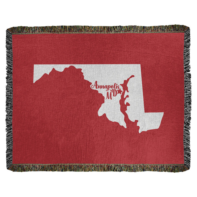 Jeté en coton annapolis maryland, 50 po x 60 po, Rouge