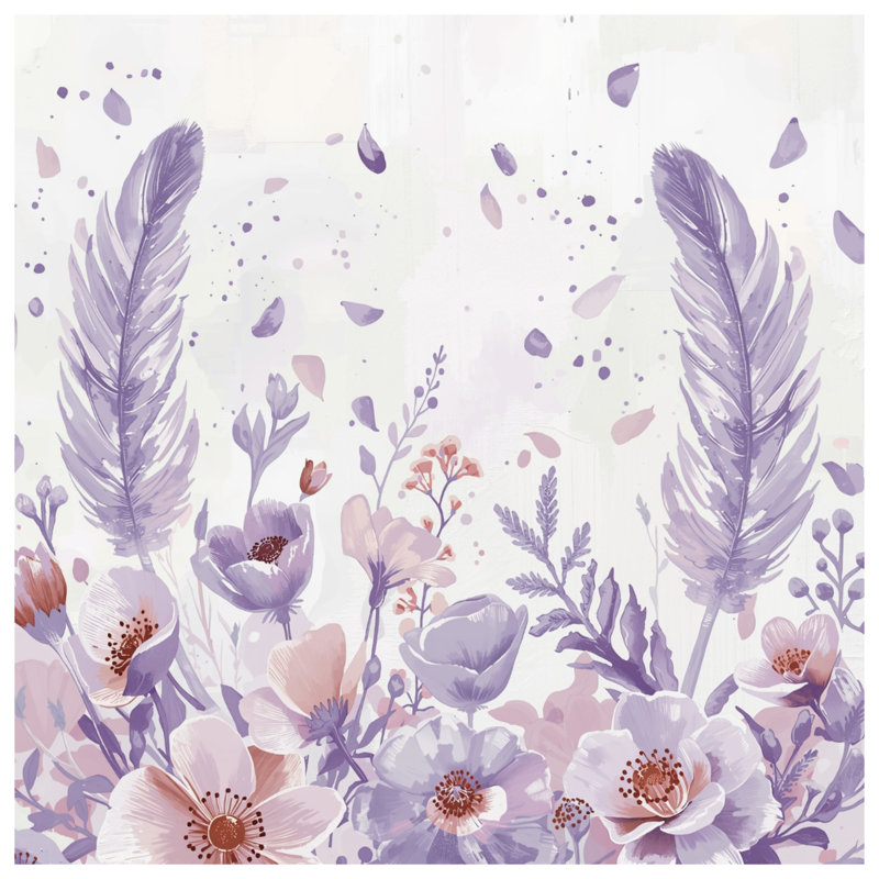 Édredon mauve à plumes florales mauves, Simple extra long