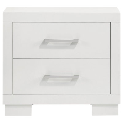 Copper White 2-Drawer Rectangular Nightstand With Bar Handle Pulls (Only Nightstand)