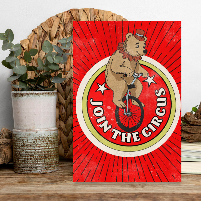 Contemporary Art Bold Classic Retro Bear Architecture Landscape Wall Art - Wrapped Canvas Print, 45.72 cm H x 30.48 cm W