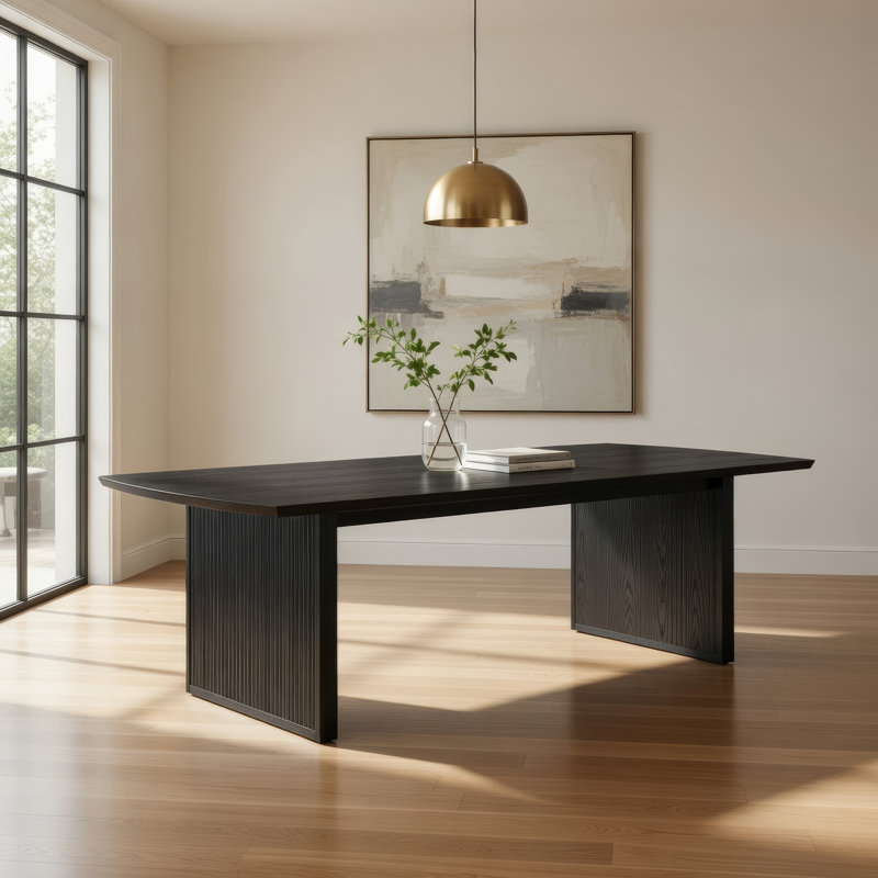 Jack 64-82 Inch Dining Table, Rectangular, Removable Extension Leaf, Black