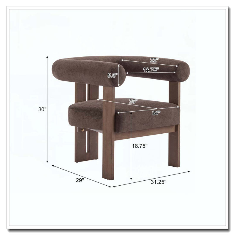 Fauteuil d'appoint rembourré en velours, Marron foncé