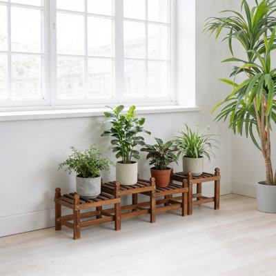 Wood Flower Stand Small Plant Stand Indoor Outdoor 4 Tiers Windowsill Rack 45.5 Inch Long