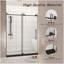 Porte de douche sans cadre l 56 à 60 po x H 76 po, verre trempé transparent de 1/4 po (6 mm), film antidéflagrant, poignée en acier inoxydable, noir mat