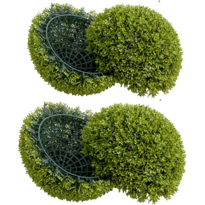 Paquet de 2 balles de topiaire en buis artificiel - verdure artificielle réaliste pour porche, patio, balcon