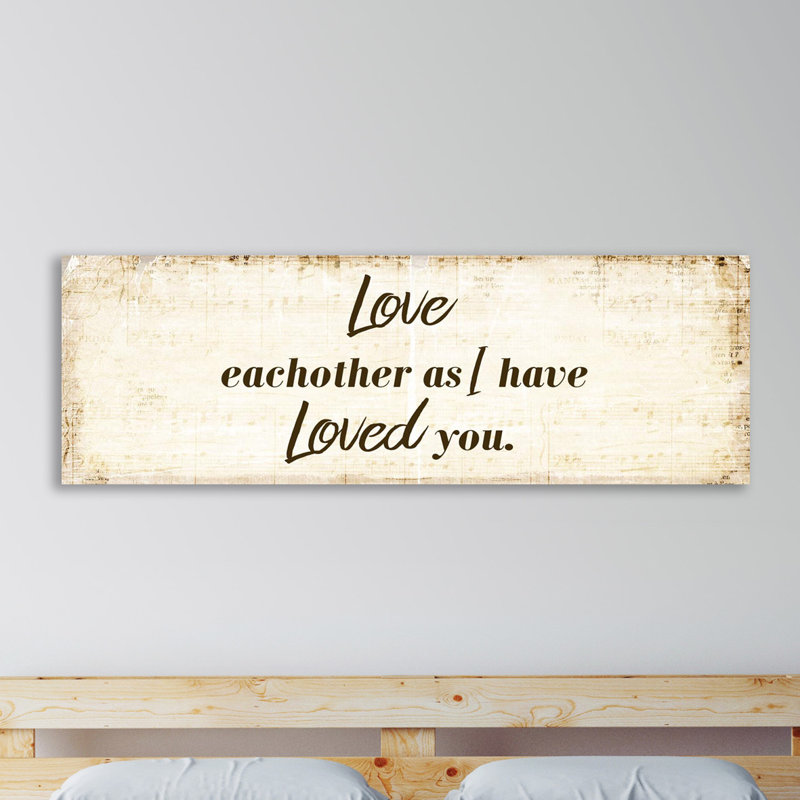 Love Each Other 1 Piece Wrapped Canvas Panoramic Wall Art, 30cm H x 91cm W x 4cm D