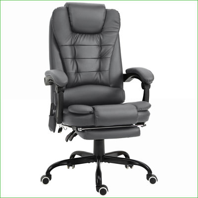 Vinsetto Massage Reclining Office Chair with 7-Point Vibration | Gray | Faux Leather