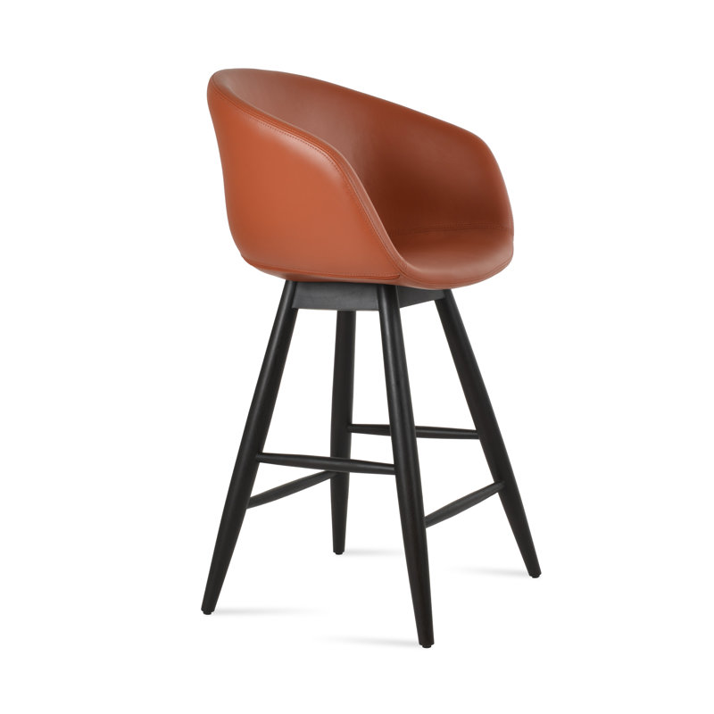 Tribeca Baba Counter & Bar Stool, Counter Stool = 22.5” Seat Height, Hazelnut PPM, Black