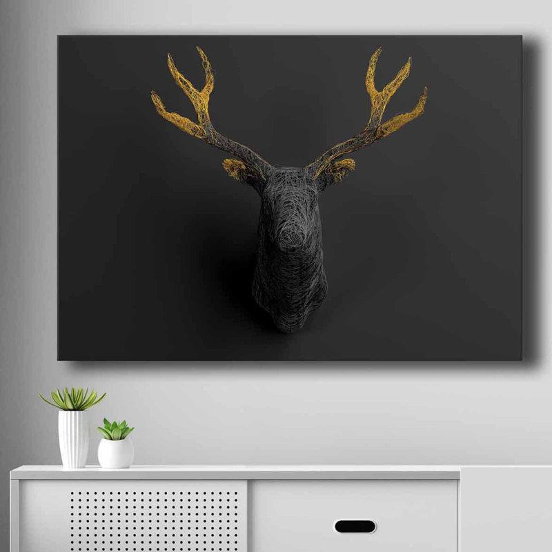 Élégante peinture sur toile décorative - art doré et noir, 27,6 po x 39,4 po | 100% toile (épaisseur: 0,11 pouce) et cadre 100% bois de pin (épaisseur: 0,87 pouce) | Décoration élégante pour le salon et le bureau
