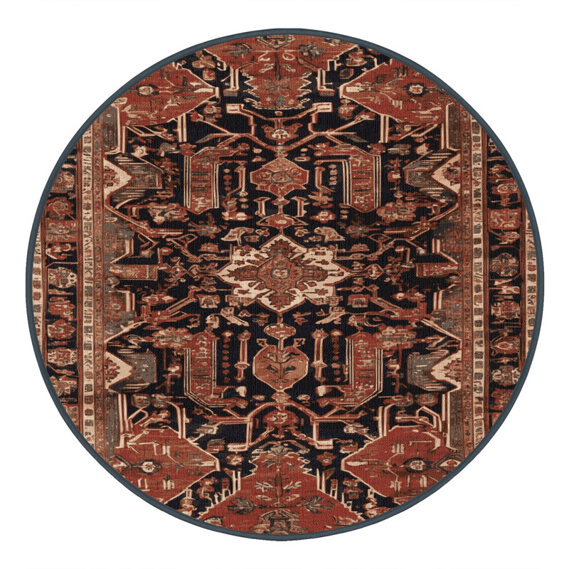 Tapis brun lavable à la machine, Rond 5 pi