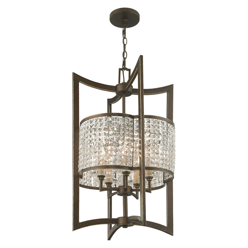 Lustre géométrique à 5 lumières Belisle, Bronze magnifique peint à la main