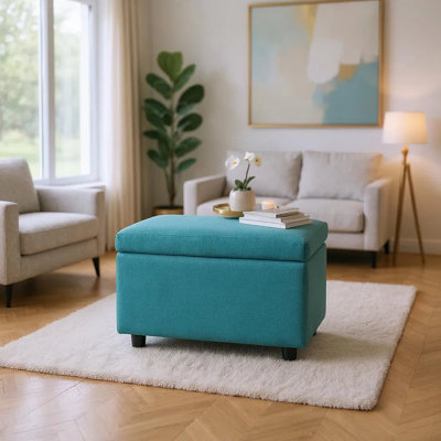 Banc de rangement en lin texturé avec compartiment caché, repose-pieds polyvalent et sièges avec pieds en caoutchouc pour le salon, l'entrée, la chambre à coucher