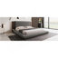 Lit plateforme tapissier de plancher avec tête de lit en bois allongée et tablette de chevet, aucun sommier nécessaire, très grand, gris