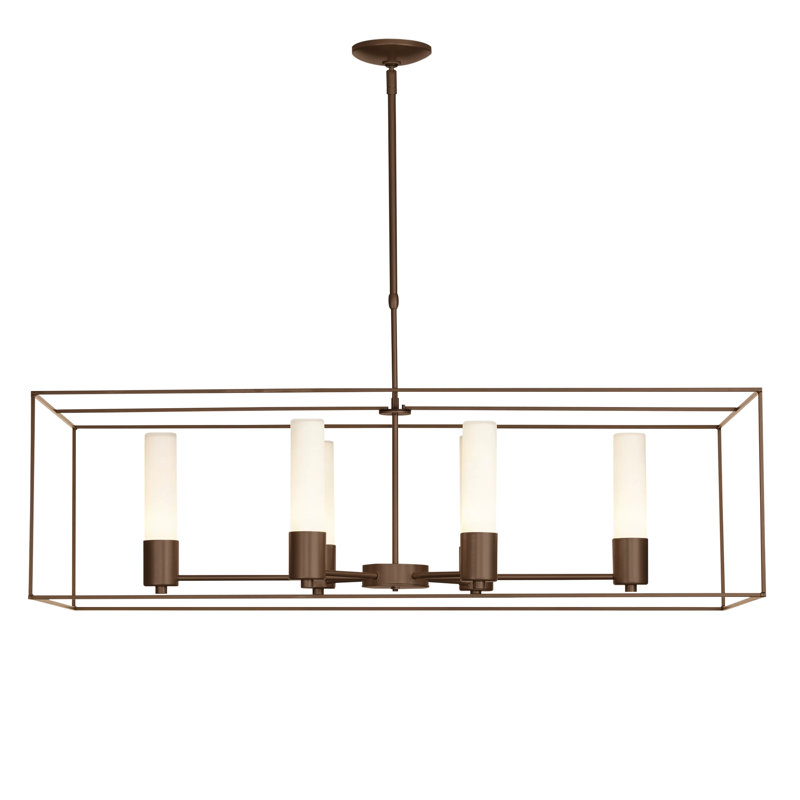 Portico 6 - Light Kitchen Island Linear Pendant, Bronze, Bronze, Opal